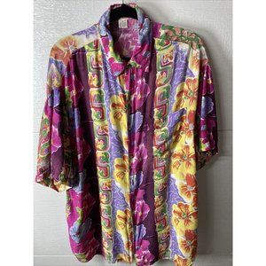 Vtg Mens Hawaiian Print Shirt Union Bay long life assured Extra Comfort Sz Xl